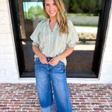 Sage Picnic Blouse-200 Fashion Blouses-JODIFL-July & June Women's Fashion Boutique Located in San Antonio, Texas