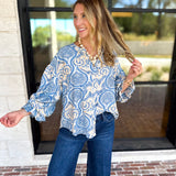 Salty Air Bubble Sleeve Blouse-200 Fashion Blouses-FATE-July & June Women's Fashion Boutique Located in San Antonio, Texas