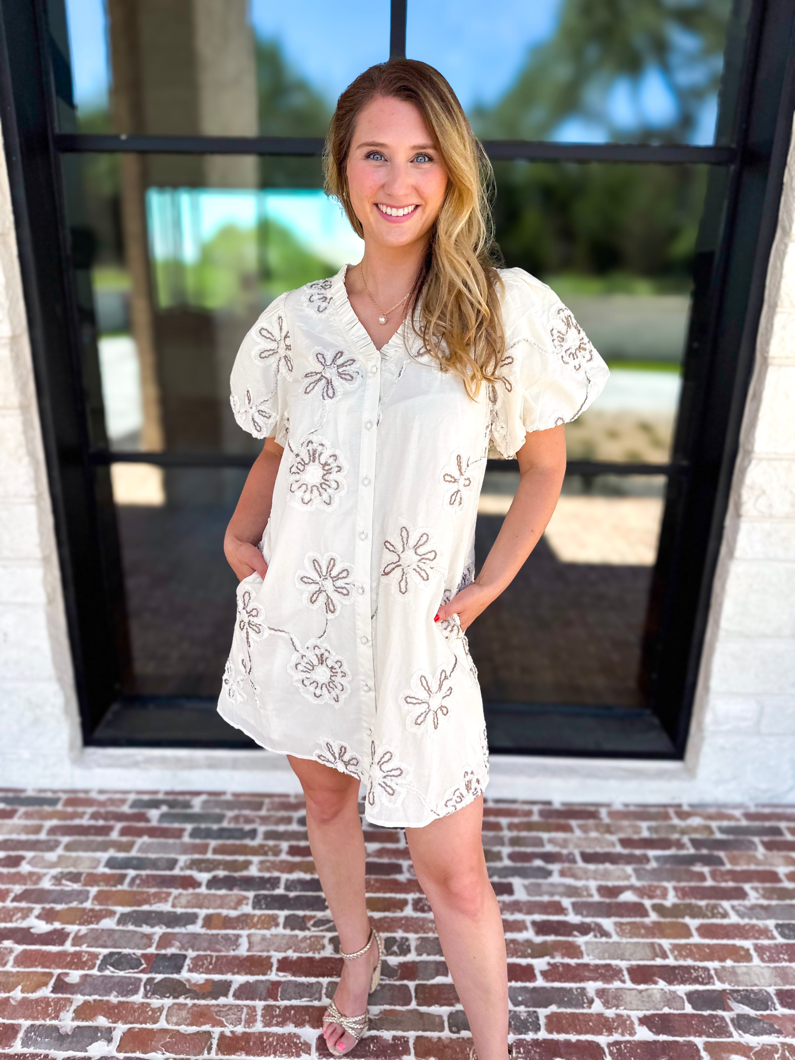 Ivory Sands Floral Mini Dress-510 Mini-JODIFL-July & June Women's Fashion Boutique Located in San Antonio, Texas