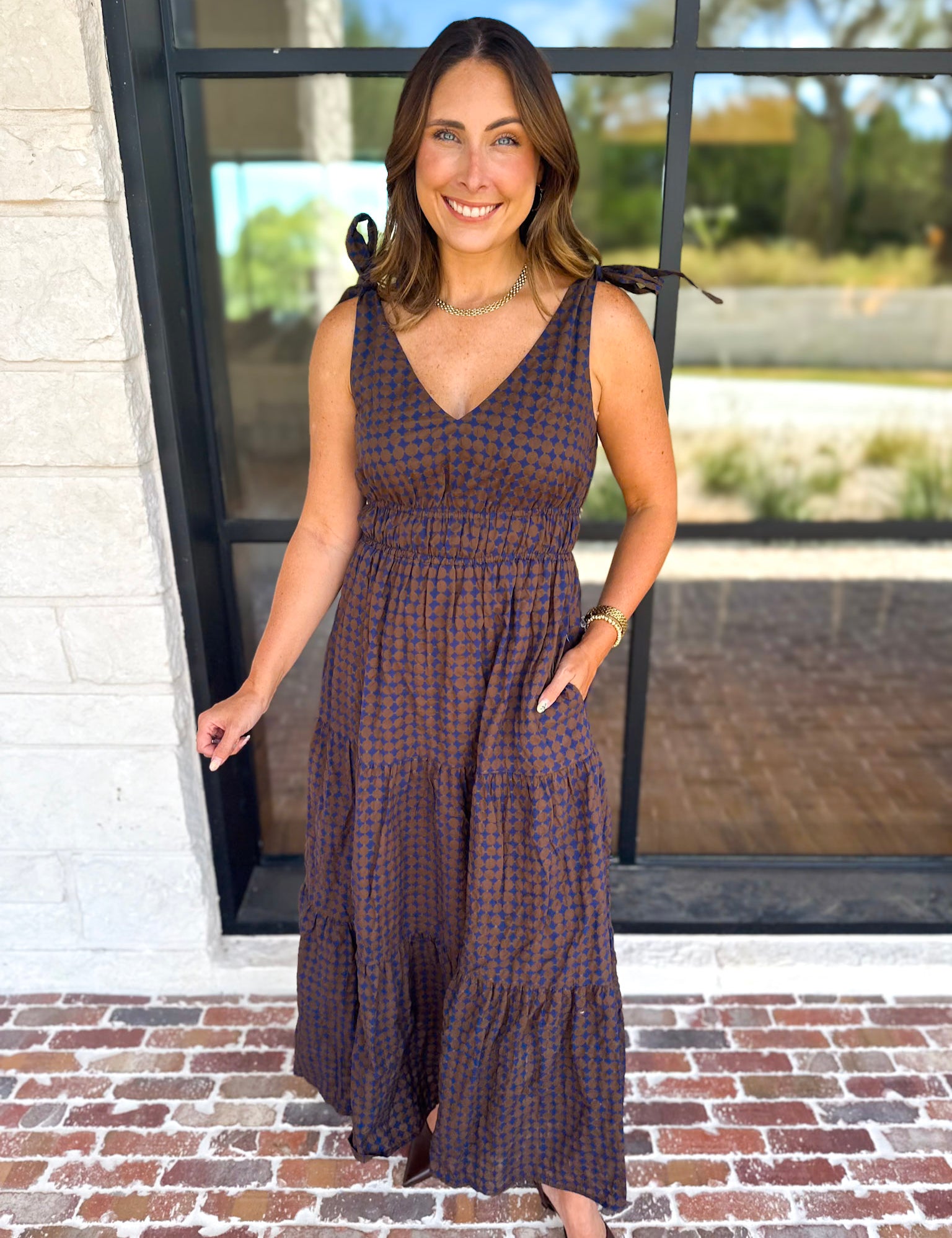 THML - Spotted Together Midi Dress-500 Midi-THML-July & June Women's Fashion Boutique Located in San Antonio, Texas