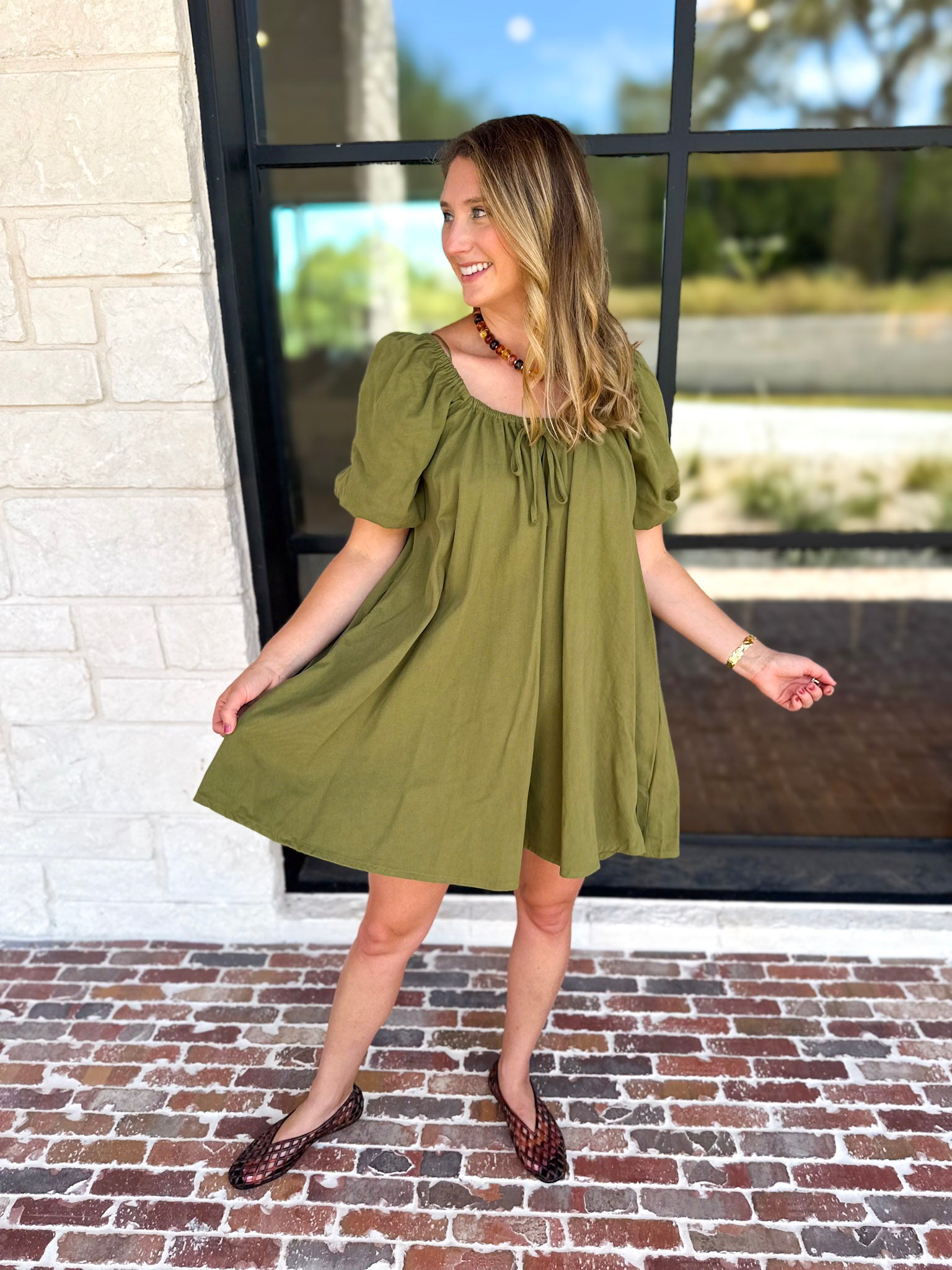 Matcha Babydoll Mini Dress-510 Mini-TCEC-July & June Women's Fashion Boutique Located in San Antonio, Texas