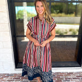 Simply Classic Stripe & Floral Midi Dress-500 Midi-TCEC-July & June Women's Fashion Boutique Located in San Antonio, Texas