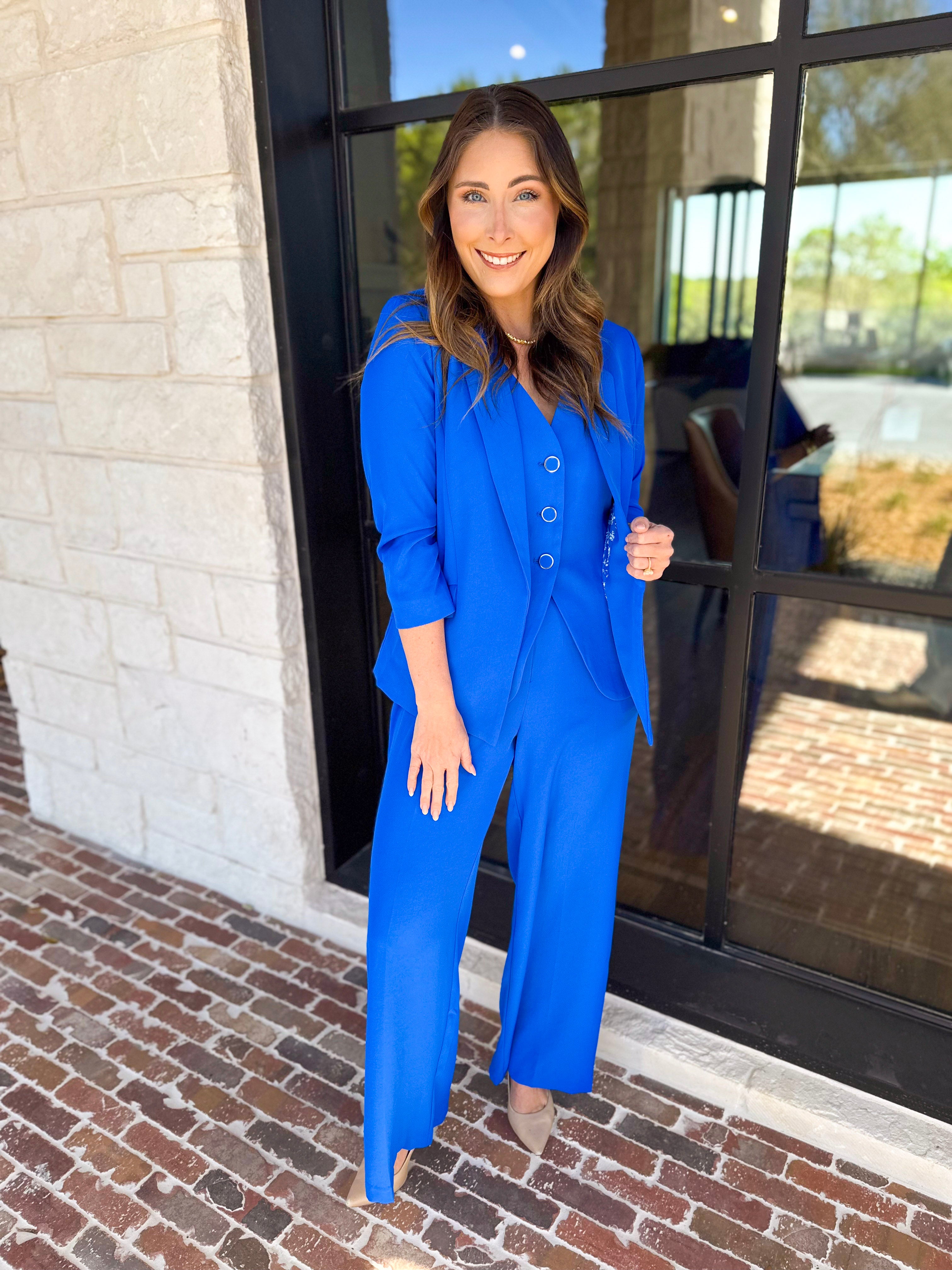 Spring It Girl Trouser - Electric Blue-400 Pants-SKIES ARE BLUE-July & June Women's Fashion Boutique Located in San Antonio, Texas