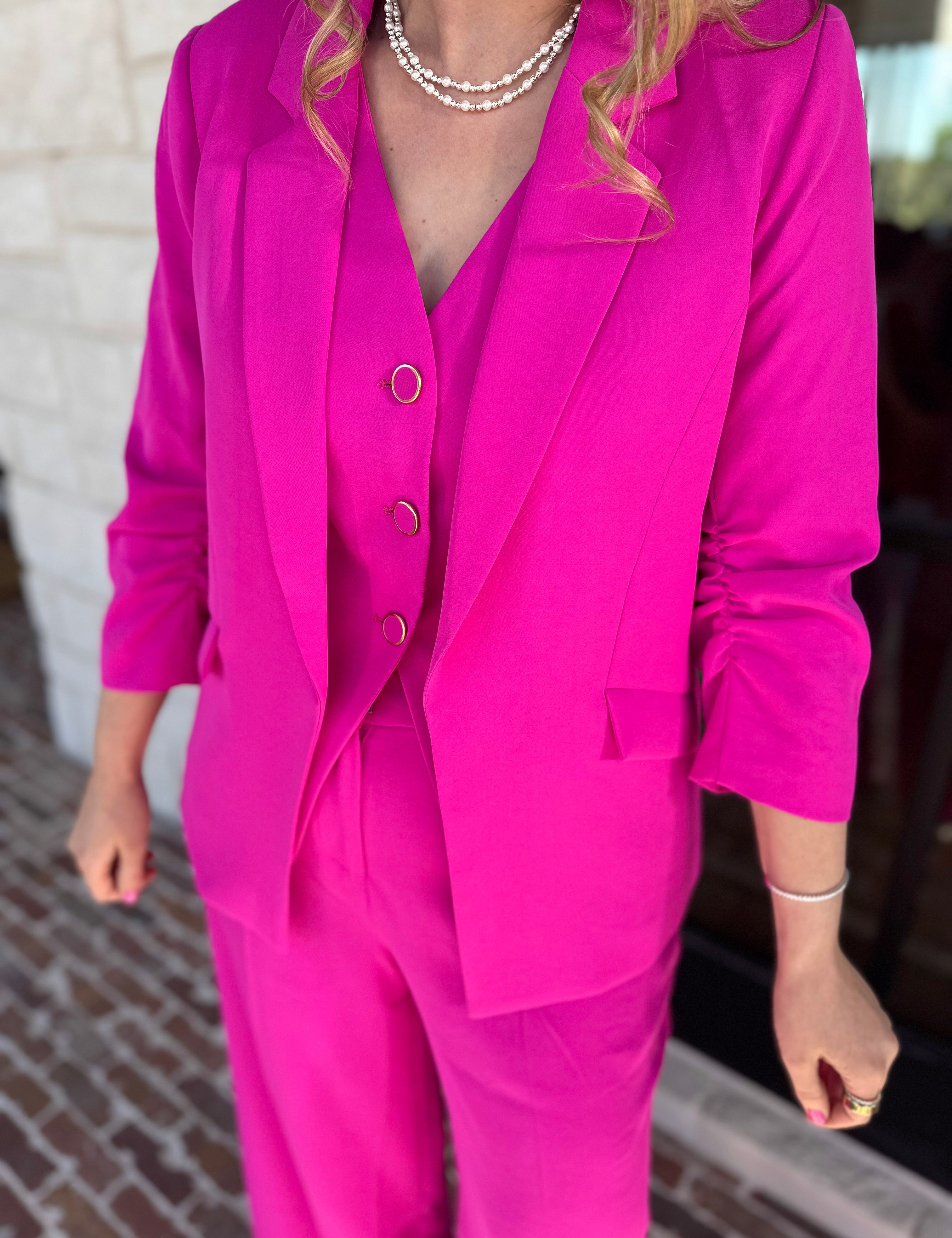 The It Girl Blazer - Hot Pink-600 Outerwear-SKIES ARE BLUE-July & June Women's Fashion Boutique Located in San Antonio, Texas