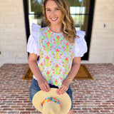 Spring Celebration Blouse - Ivory-200 Fashion Blouses-JODIFL-July & June Women's Fashion Boutique Located in San Antonio, Texas