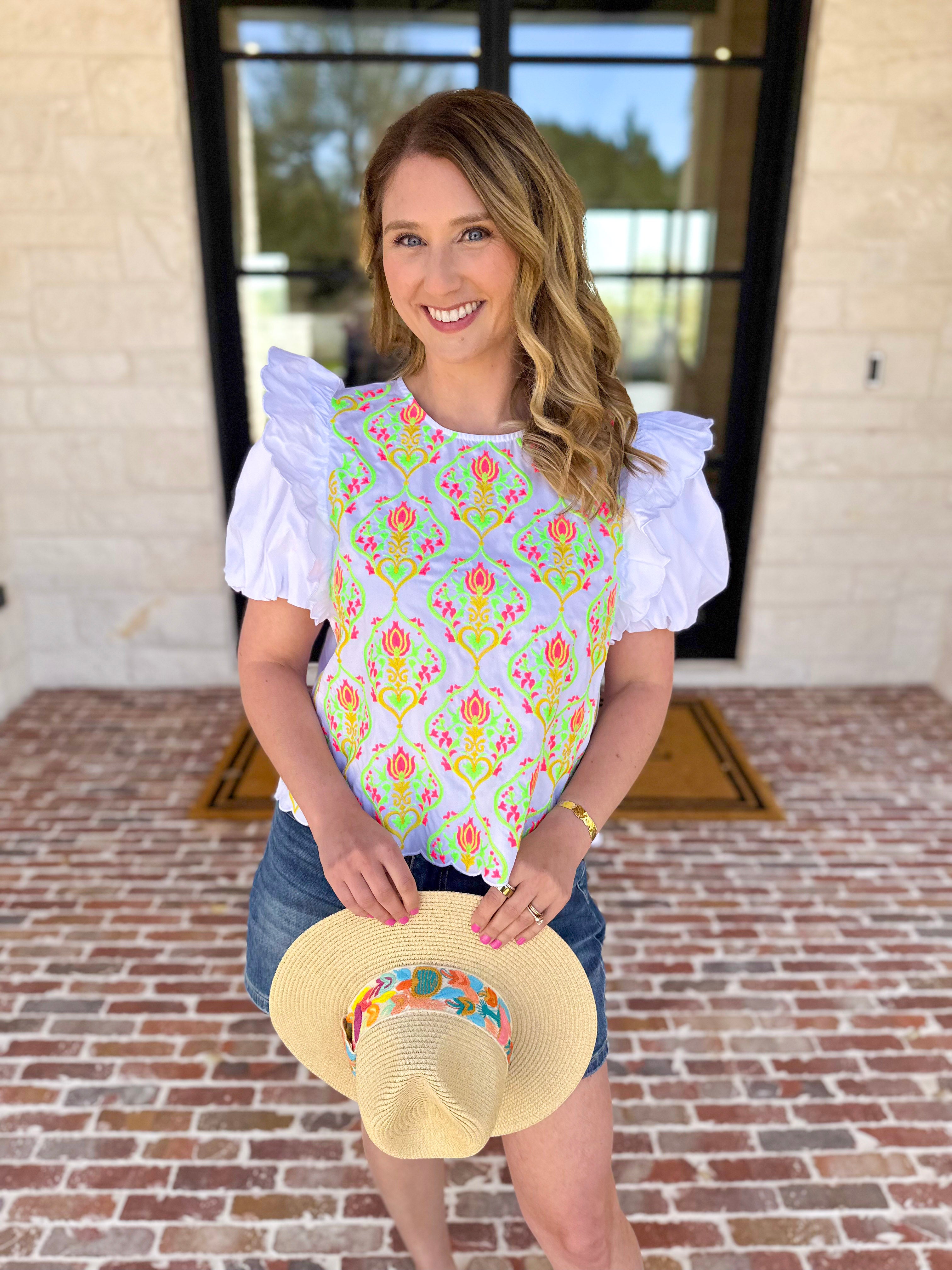 Spring Celebration Blouse - Ivory-200 Fashion Blouses-JODIFL-July & June Women's Fashion Boutique Located in San Antonio, Texas
