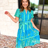 Current Air - Blue Tide Floral Midi Dress-500 Midi-CURRENT AIR CLOTHING-July & June Women's Fashion Boutique Located in San Antonio, Texas