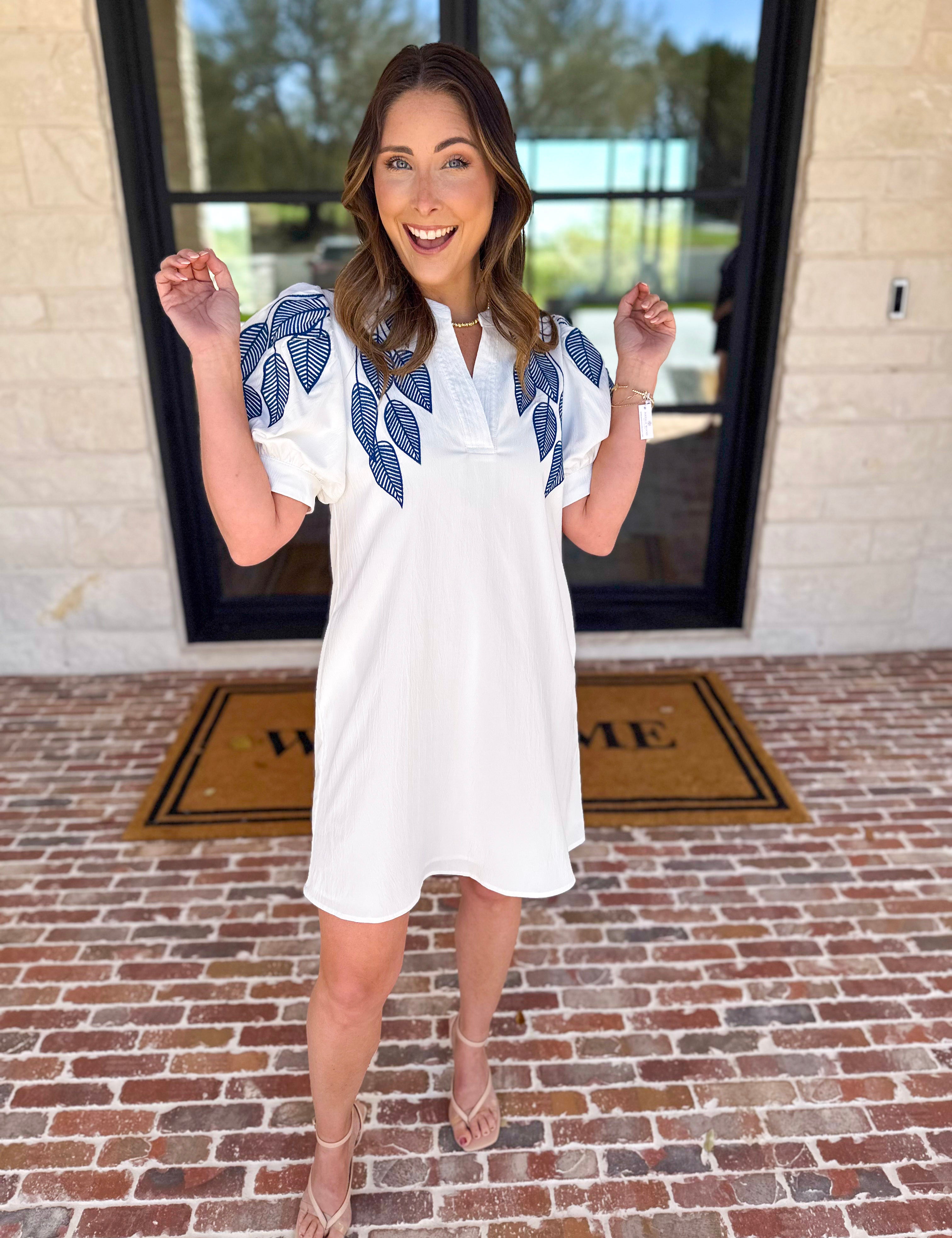 The Coastal Embroidered Mini Dress - Ivory-510 Mini-JODIFL-July & June Women's Fashion Boutique Located in San Antonio, Texas