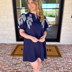 The Coastal Embroidered Mini Dress - Navy-510 Mini-JODIFL-July & June Women's Fashion Boutique Located in San Antonio, Texas