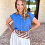 Short Sleeve Everyday Cardigan - Ocean Blue-230 Sweaters/Cardis-DOUBLE ZERO-July & June Women's Fashion Boutique Located in San Antonio, Texas