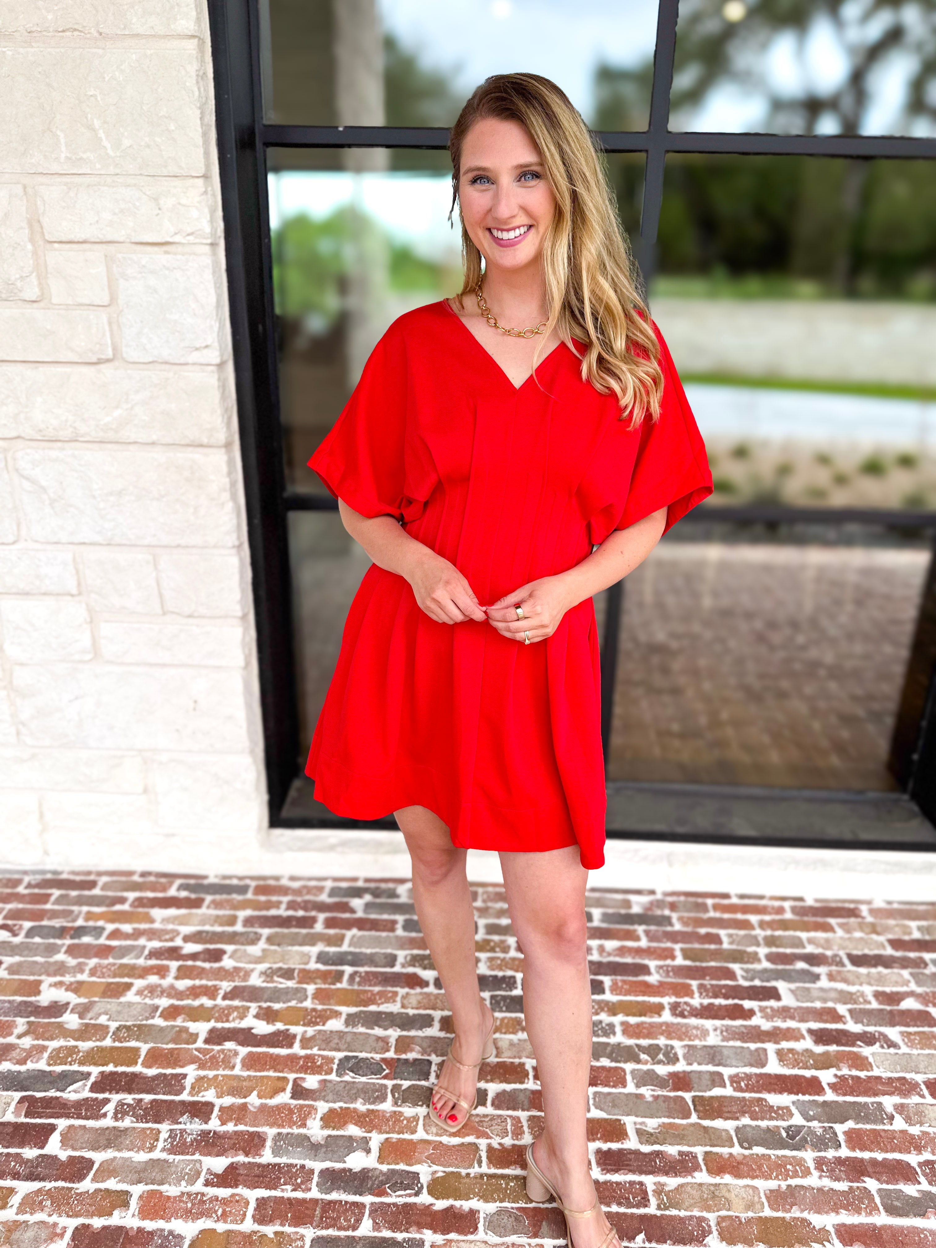 Elevated Chic Red Mini Dress-510 Mini-ENTRO-July & June Women's Fashion Boutique Located in San Antonio, Texas