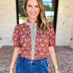 Rosewood Puff Sleeve Blouse-200 Fashion Blouses-ENTRO-July & June Women's Fashion Boutique Located in San Antonio, Texas