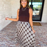Cocoa Sky Texture Contrast Midi Dress-500 Midi-SKIES ARE BLUE-July & June Women's Fashion Boutique Located in San Antonio, Texas