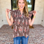 THML - Maison Autumn Floral Blouse-200 Fashion Blouses-THML-July & June Women's Fashion Boutique Located in San Antonio, Texas
