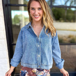 Weekend Signature Denim Shirt Jacket-200 Fashion Blouses-FATE-July & June Women's Fashion Boutique Located in San Antonio, Texas