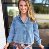 Weekend Signature Denim Shirt Jacket-200 Fashion Blouses-FATE-July & June Women's Fashion Boutique Located in San Antonio, Texas