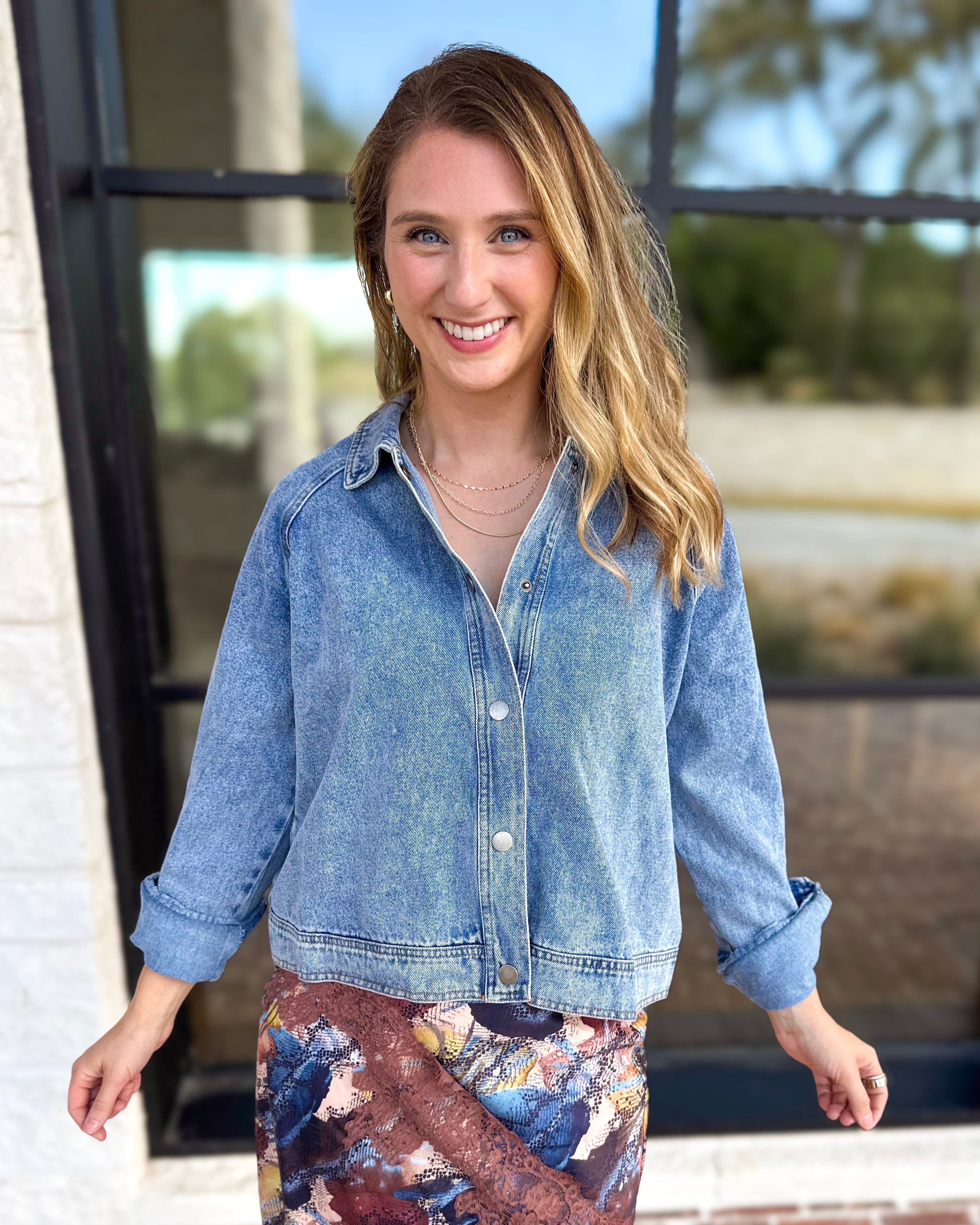 Weekend Signature Denim Shirt Jacket-200 Fashion Blouses-FATE-July & June Women's Fashion Boutique Located in San Antonio, Texas