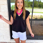 Casual Staples V-Neck Top - Black-210 Casual Blouses-ENTRO-July & June Women's Fashion Boutique Located in San Antonio, Texas