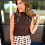 Happy Hour Embellished Sweater Tank-200 Fashion Blouses-ENTRO-July & June Women's Fashion Boutique Located in San Antonio, Texas