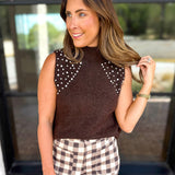 Happy Hour Embellished Sweater Tank-200 Fashion Blouses-ENTRO-July & June Women's Fashion Boutique Located in San Antonio, Texas