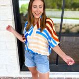 Piper Abstract Stripe Blouse-200 Fashion Blouses-ENTRO-July & June Women's Fashion Boutique Located in San Antonio, Texas