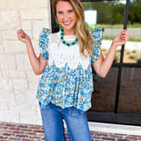 Floral Fields Lace Blouse-200 Fashion Blouses-FATE-July & June Women's Fashion Boutique Located in San Antonio, Texas