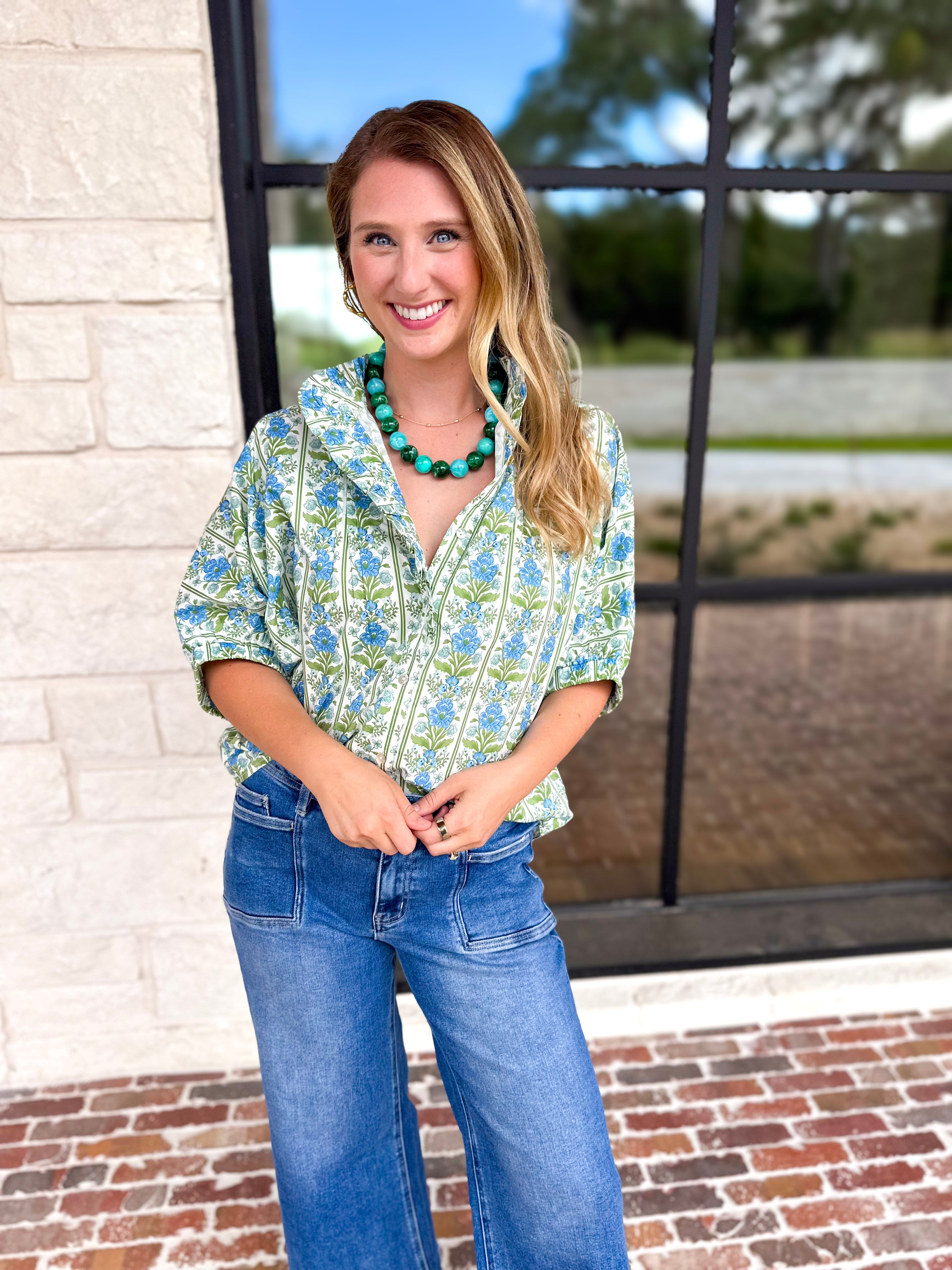 Fresh Air Floral Blouse-200 Fashion Blouses-ENTRO-July & June Women's Fashion Boutique Located in San Antonio, Texas