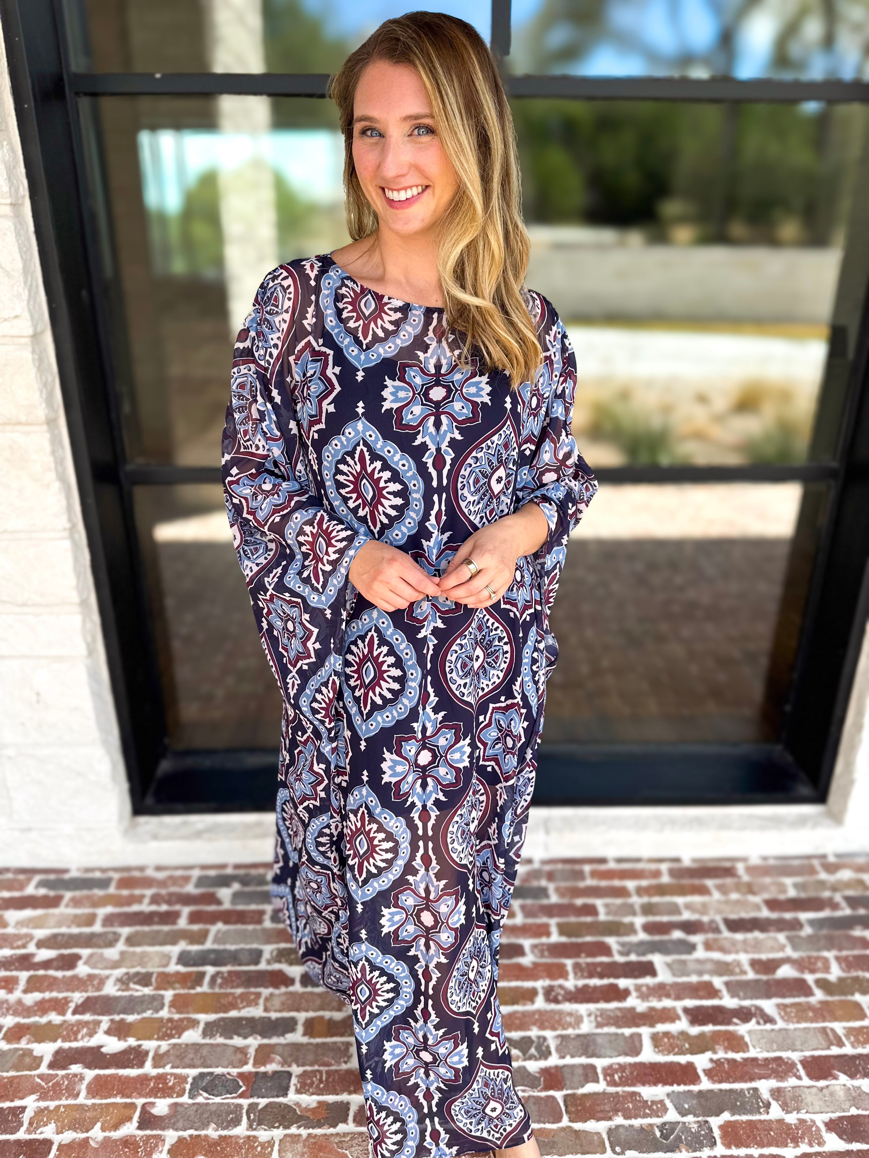 Easy Escape Caftan Midi Dress-500 Midi-TCEC-July & June Women's Fashion Boutique Located in San Antonio, Texas
