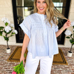 Sweet Blue Blouse-200 Fashion Blouses-FATE-July & June Women's Fashion Boutique Located in San Antonio, Texas