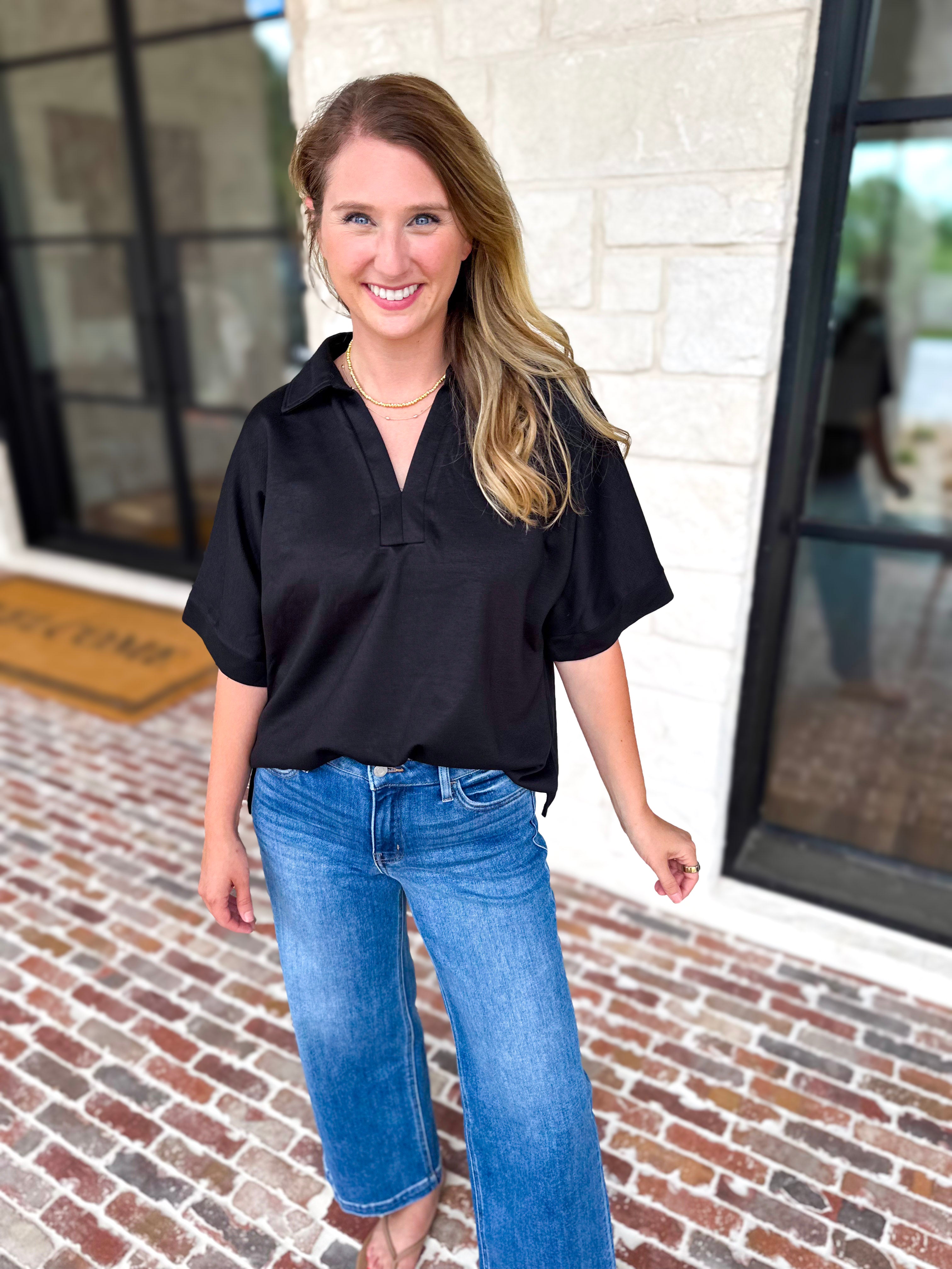 The Laurel Comfy Top - Black-210 Casual Blouses-JODIFL-July & June Women's Fashion Boutique Located in San Antonio, Texas
