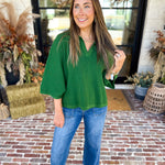 Cozy Collared Oversized Sweater Top - Green-230 Sweaters/Cardis-ENTRO-July & June Women's Fashion Boutique Located in San Antonio, Texas