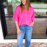 The Laurel Comfy Top - Pink-210 Casual Blouses-JODIFL-July & June Women's Fashion Boutique Located in San Antonio, Texas