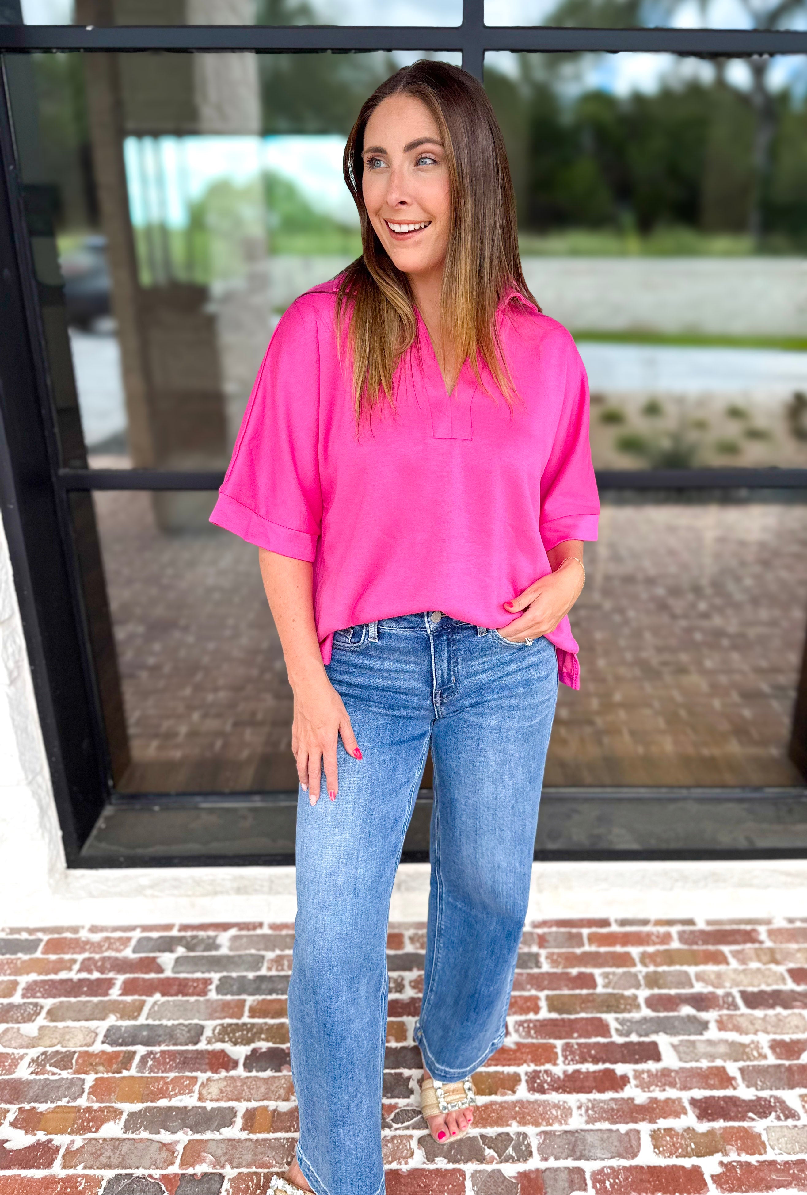 The Laurel Comfy Top - Pink-210 Casual Blouses-JODIFL-July & June Women's Fashion Boutique Located in San Antonio, Texas