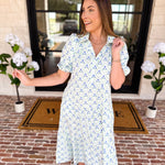 Mary Square - Eloise Lattice Blue Midi Dress-500 Midi-MARY SQUARE-July & June Women's Fashion Boutique Located in San Antonio, Texas