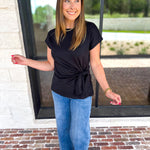 Elevated Twist Blouse - Black-200 Fashion Blouses-ENTRO-July & June Women's Fashion Boutique Located in San Antonio, Texas