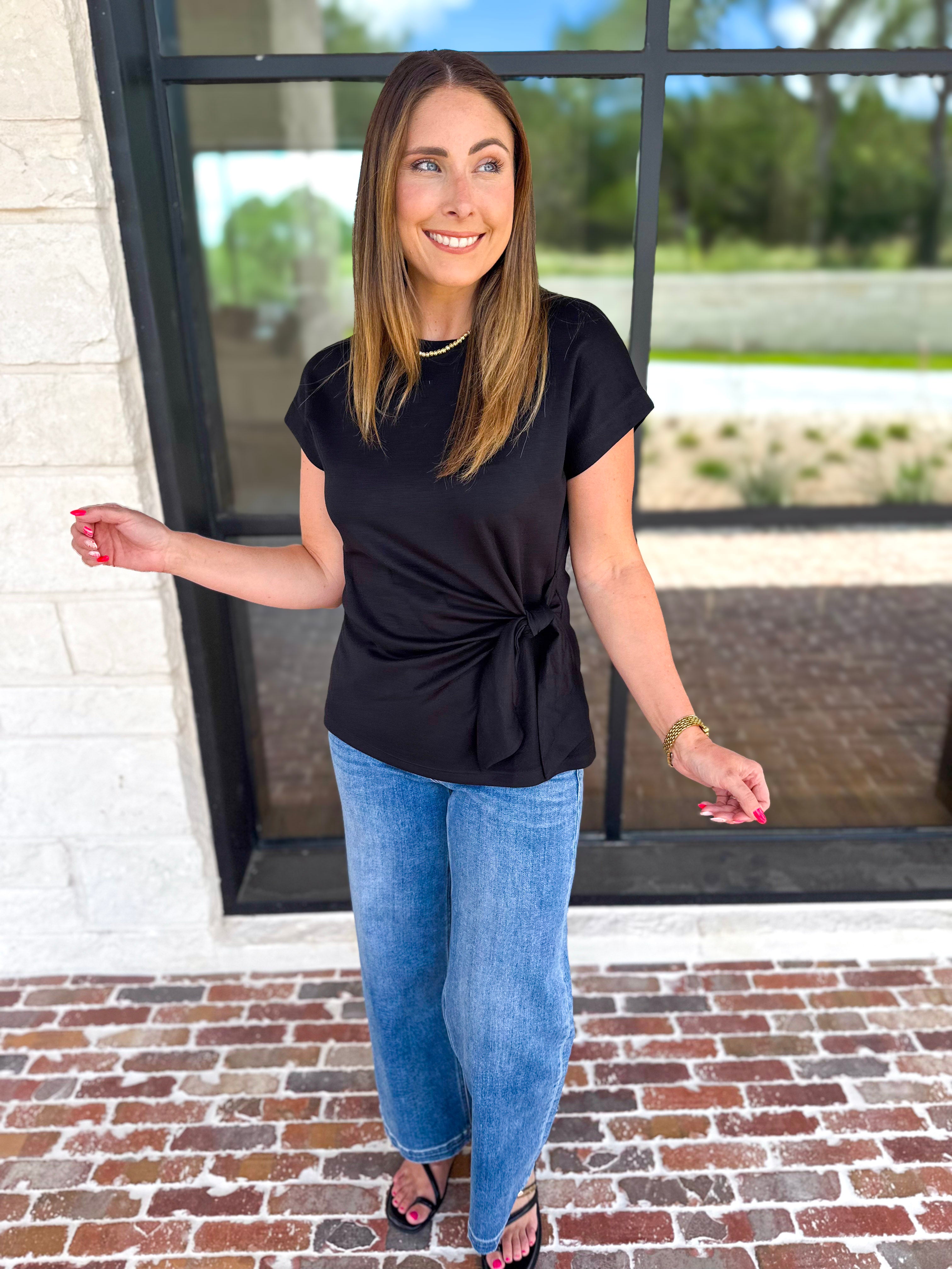 Elevated Twist Blouse - Black-200 Fashion Blouses-ENTRO-July & June Women's Fashion Boutique Located in San Antonio, Texas