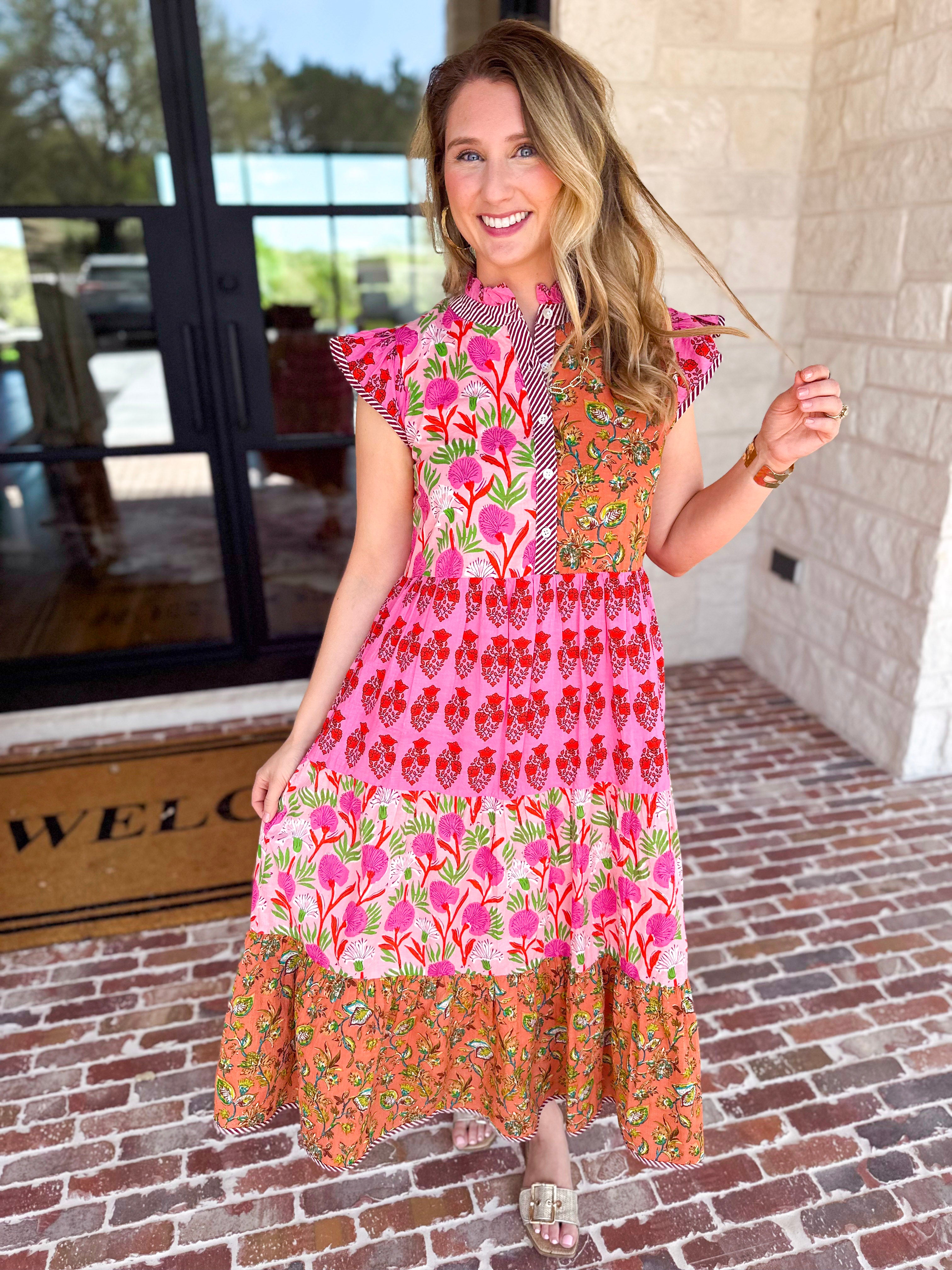 THML - Bold Garden Midi Dress-500 Midi-THML-July & June Women's Fashion Boutique Located in San Antonio, Texas