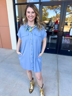 Go-To Utility Mini Dress - Green-510 Mini-IN FEBRUARY-July & June Women's Fashion Boutique Located in San Antonio, Texas