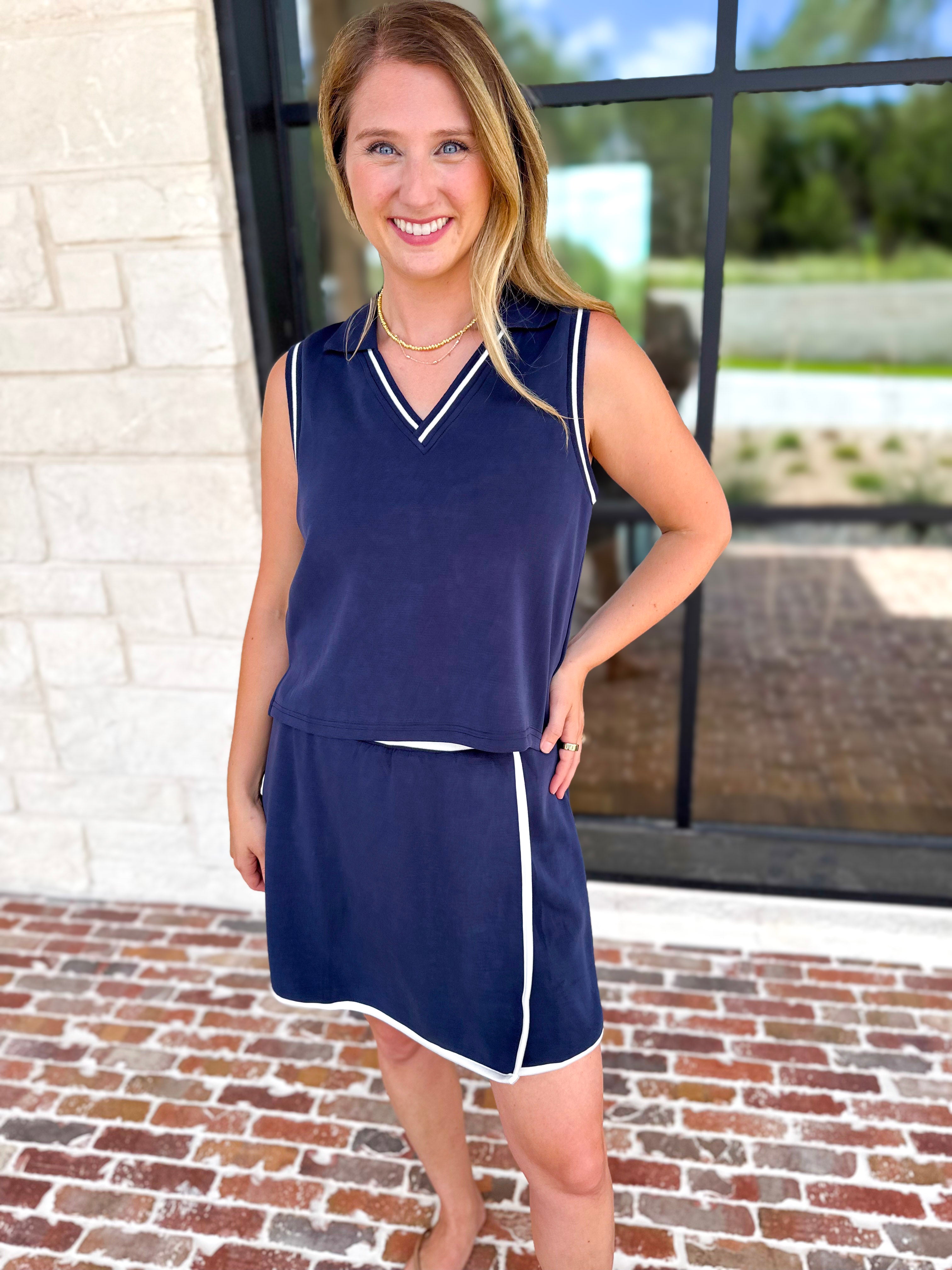 The Sunday Stroll Athleisure Tank - True Navy-300 Athleisure/Lounge-SKIES ARE BLUE-July & June Women's Fashion Boutique Located in San Antonio, Texas