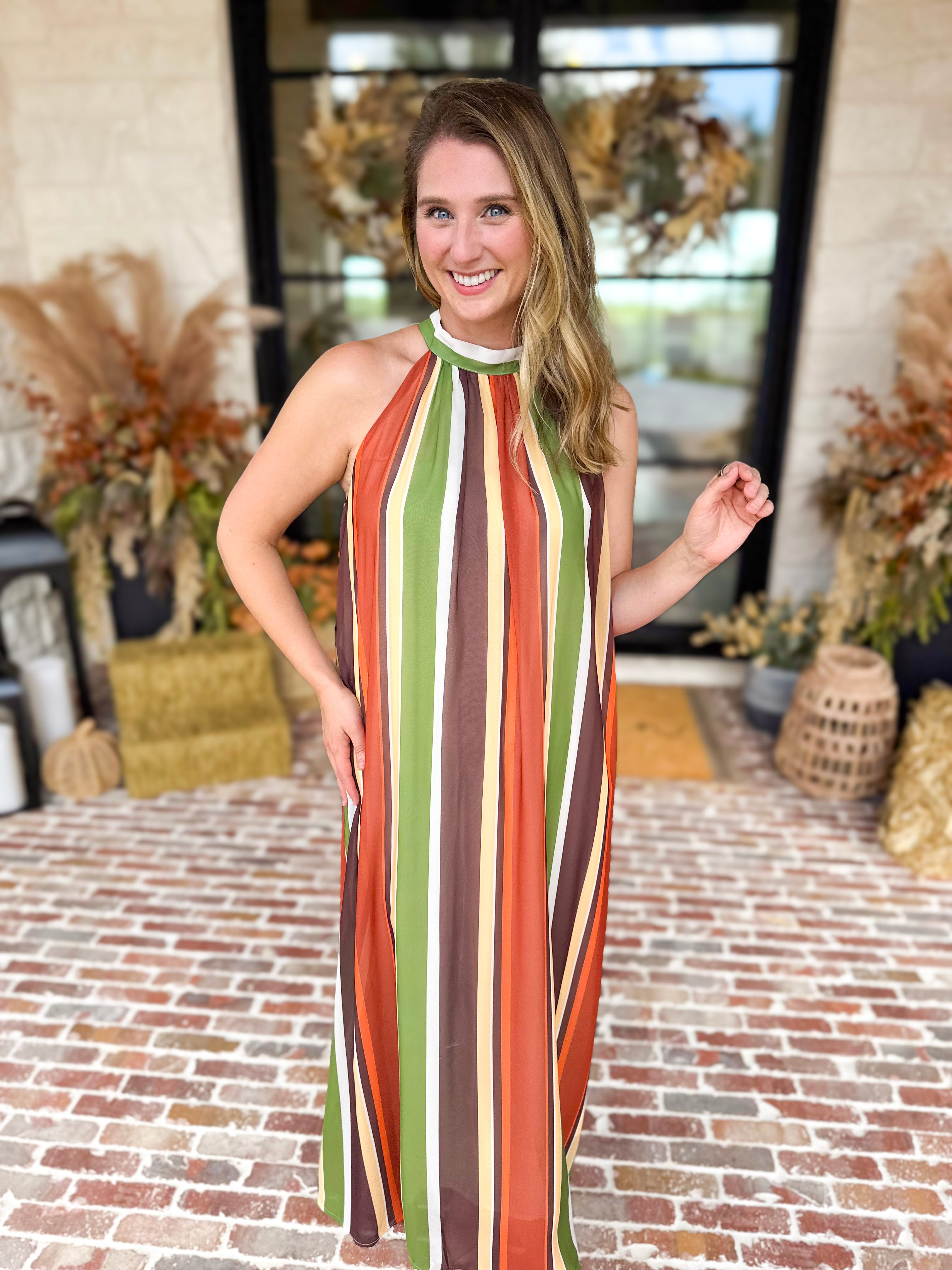 Golden Skies Halter Midi Dress-500 Midi-TCEC-July & June Women's Fashion Boutique Located in San Antonio, Texas