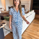 Mary Square - Ivy Navy Script PJ Pant Set-300 Athleisure/Lounge-MARY SQUARE-July & June Women's Fashion Boutique Located in San Antonio, Texas