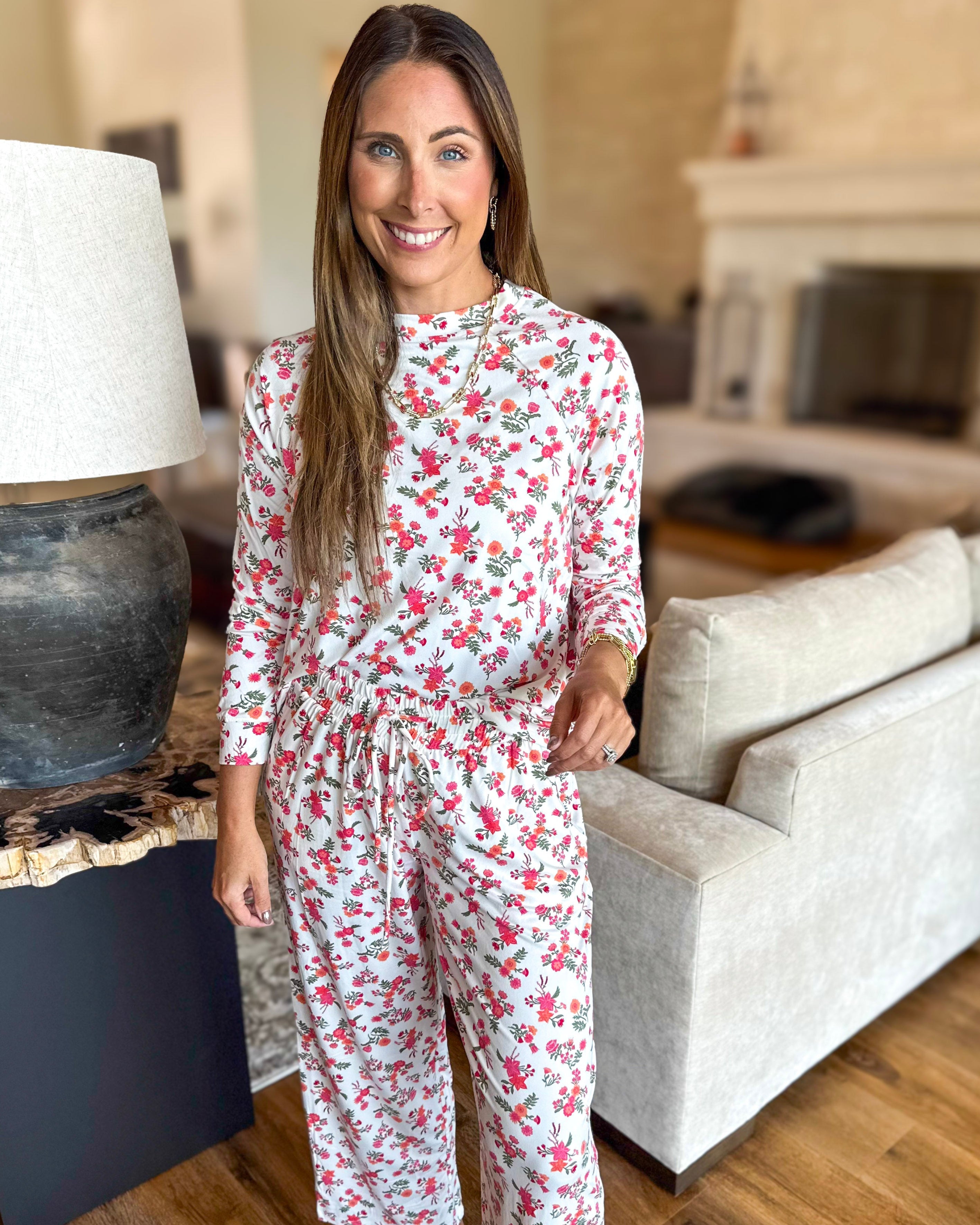 Mary Square - Mistflower Berry PJ Pant Set-300 Athleisure/Lounge-MARY SQUARE-July & June Women's Fashion Boutique Located in San Antonio, Texas