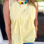 Sheer Details Tank - Butter-200 Fashion Blouses-FATE-July & June Women's Fashion Boutique Located in San Antonio, Texas