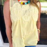 Sheer Details Tank - Butter-200 Fashion Blouses-FATE-July & June Women's Fashion Boutique Located in San Antonio, Texas