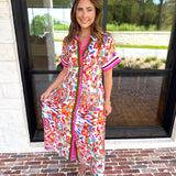 THML - Harvest Floral Button Down Midi Dress-500 Midi-THML-July & June Women's Fashion Boutique Located in San Antonio, Texas