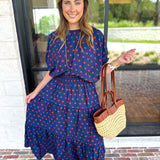 Darling in Dots Set - Navy & Rust-500 Midi-ENTRO-July & June Women's Fashion Boutique Located in San Antonio, Texas