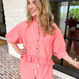 The Alys Blouse - Coral-200 Fashion Blouses-POLOGRAM-July & June Women's Fashion Boutique Located in San Antonio, Texas