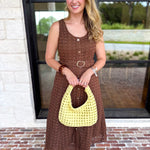 The Social Hour Midi Dress - Chocolate-500 Midi-ENTRO-July & June Women's Fashion Boutique Located in San Antonio, Texas