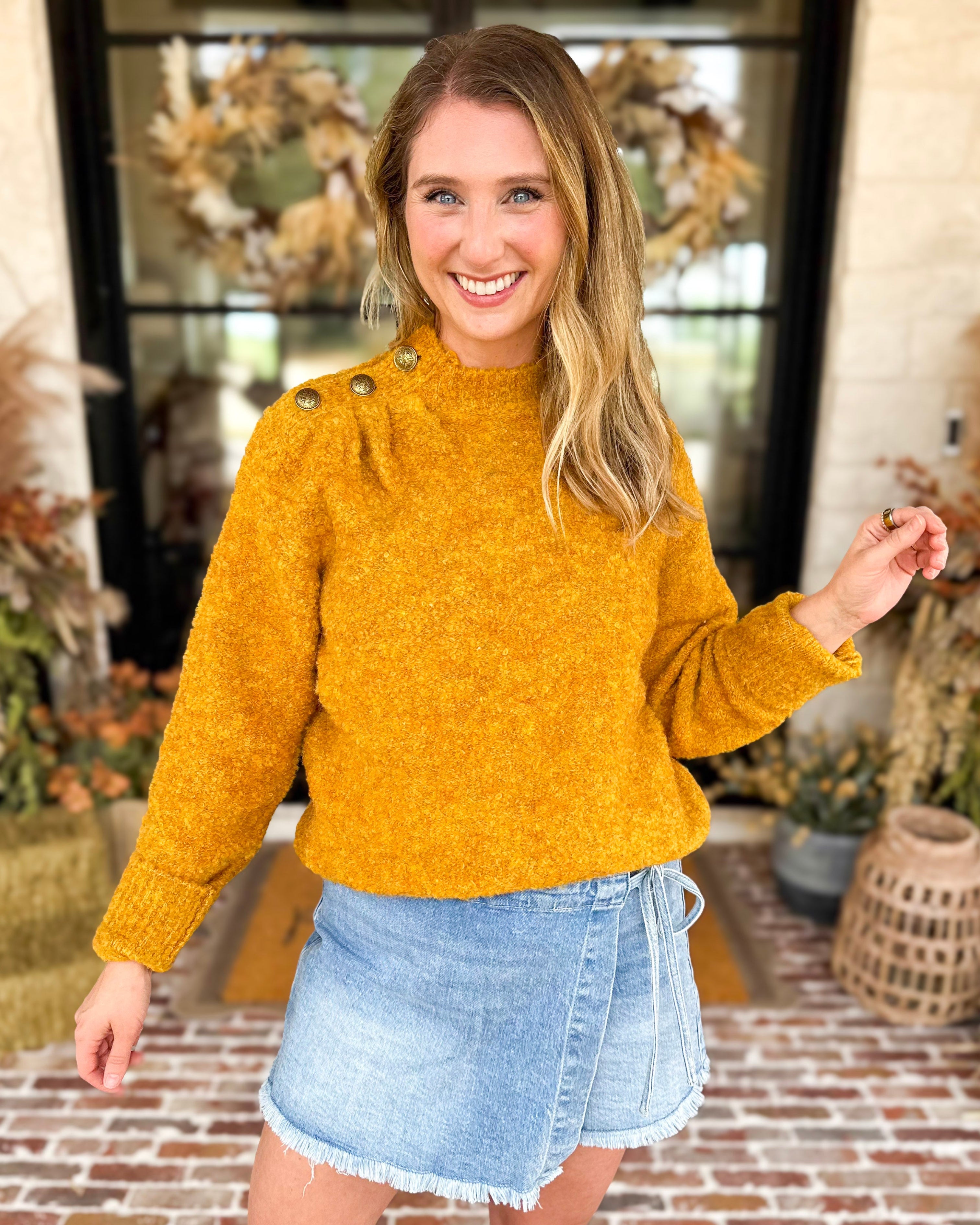Liverpool - Golden Harvest Mock Neck Sweater-230 Sweaters/Cardis-LIVERPOOL JEANS COMPANY-July & June Women's Fashion Boutique Located in San Antonio, Texas
