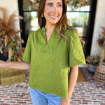 The Brunch Blouse - Avocado-200 Fashion Blouses-ENTRO-July & June Women's Fashion Boutique Located in San Antonio, Texas